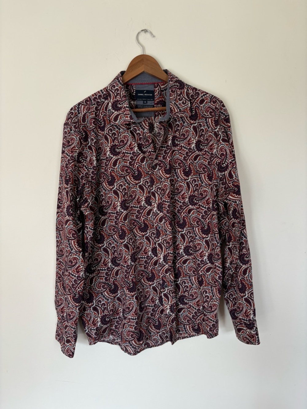 Daniel Hechter Paris Paisley Button Down Shirt XL Modern Fit Designer